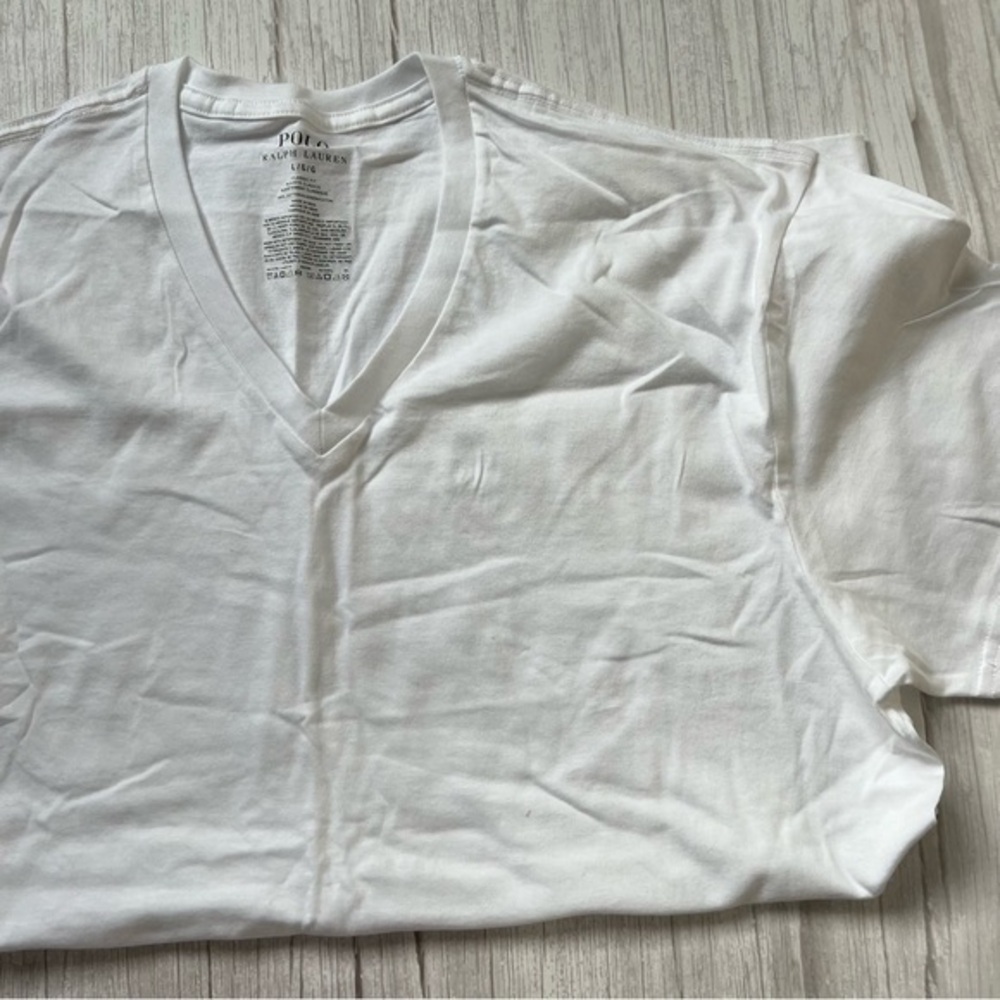 Polo by Ralph Lauren Men's White V-Neck Shirt